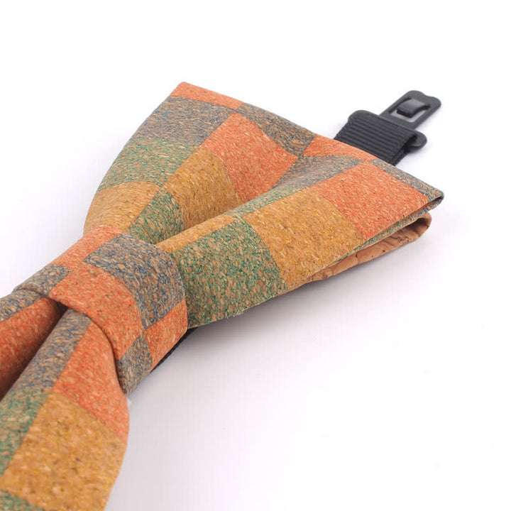 Papillon multicolore con stampa geometrica effetto legno da uomo