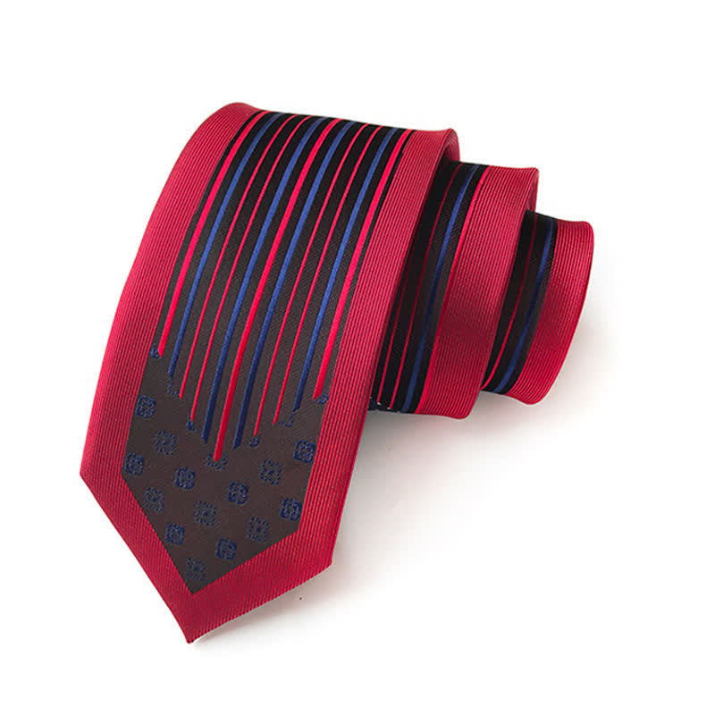Cravatta a righe con motivo floreale Paisley Inspire da uomo Collision - Rosso e blu navy - image 3