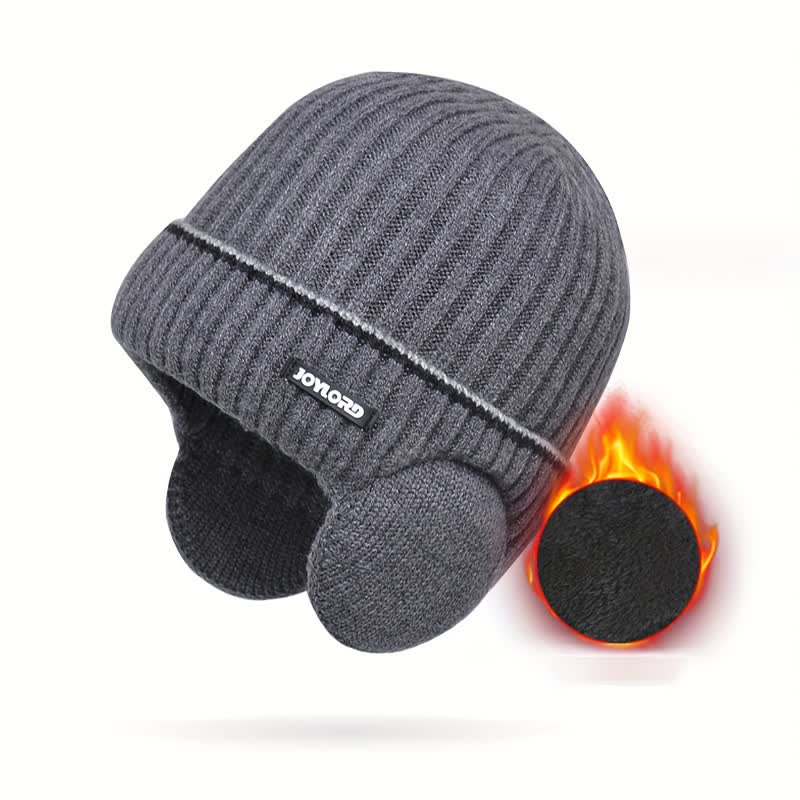 Cappello unisex in maglia elastica spessa con paraorecchie tinta unita - Grigio scuro - Regolabile (21 5/8"-23 5/8") - image 8