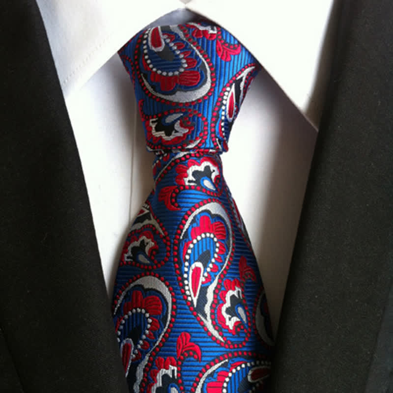 Cravatta da uomo con motivo Paisley a onde marine - Blu - image 1