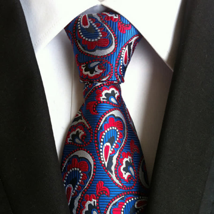 Cravatta da uomo con motivo Paisley a onde marine - Blu - image 1