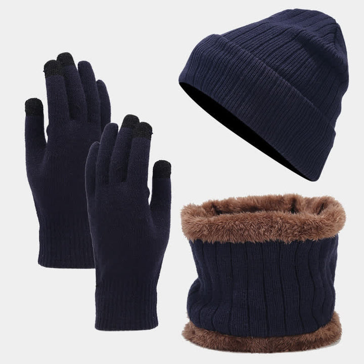 Set di 3 cappelli, sciarpe e guanti in maglia spessa unisex