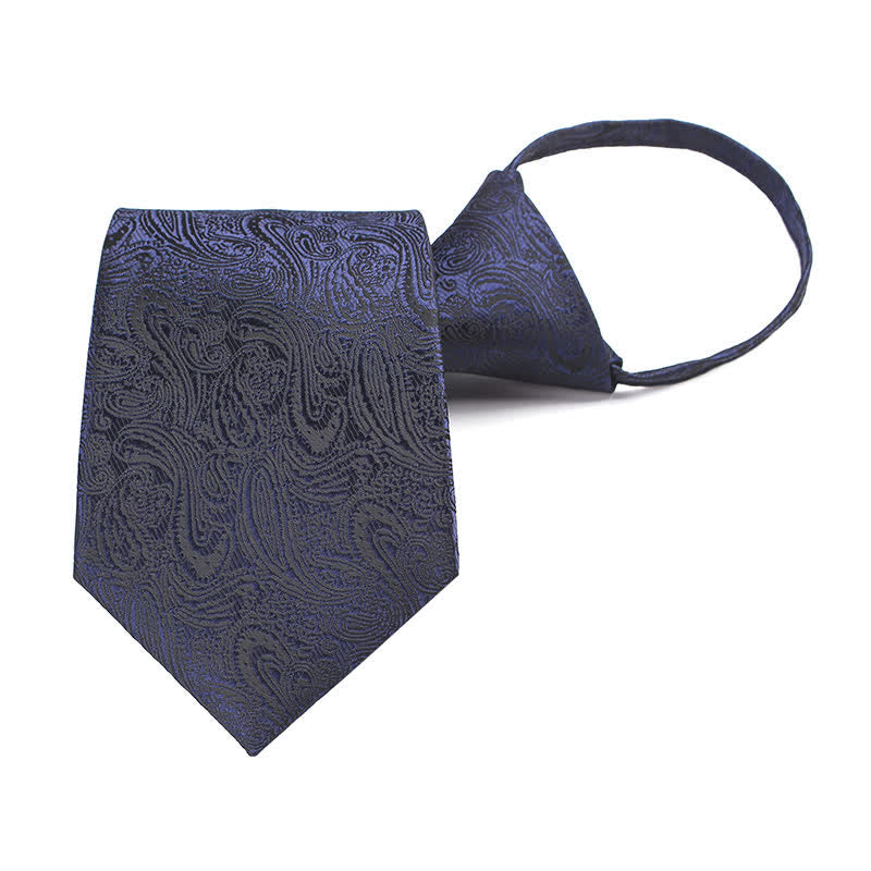 Cravatta con cerniera casual da uomo Paisley - Blu navy - image 0