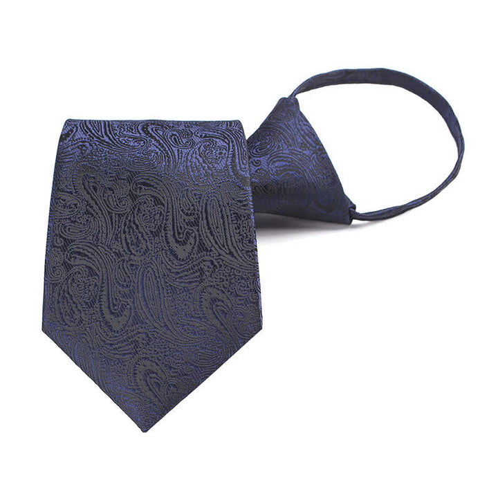 Cravatta con cerniera casual da uomo Paisley - Blu navy - image 0