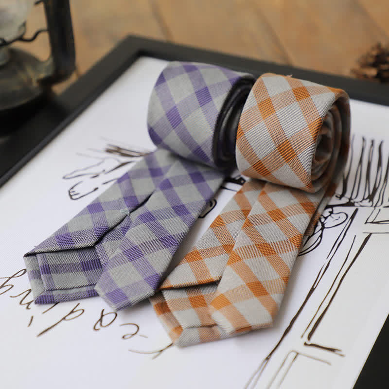 Cravatta a quadri bicolore in stile preppy da uomo - image 0