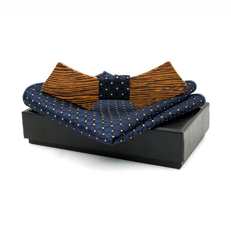 Set di 2 papillon in legno a forma di colletto da uomo