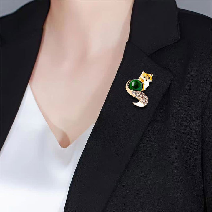 Spilla da donna in smalto a forma di volpe