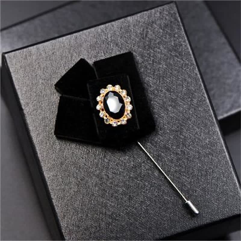 2 pezzi Royal Rhinestone Spilla Velluto Papillon Set - image 9