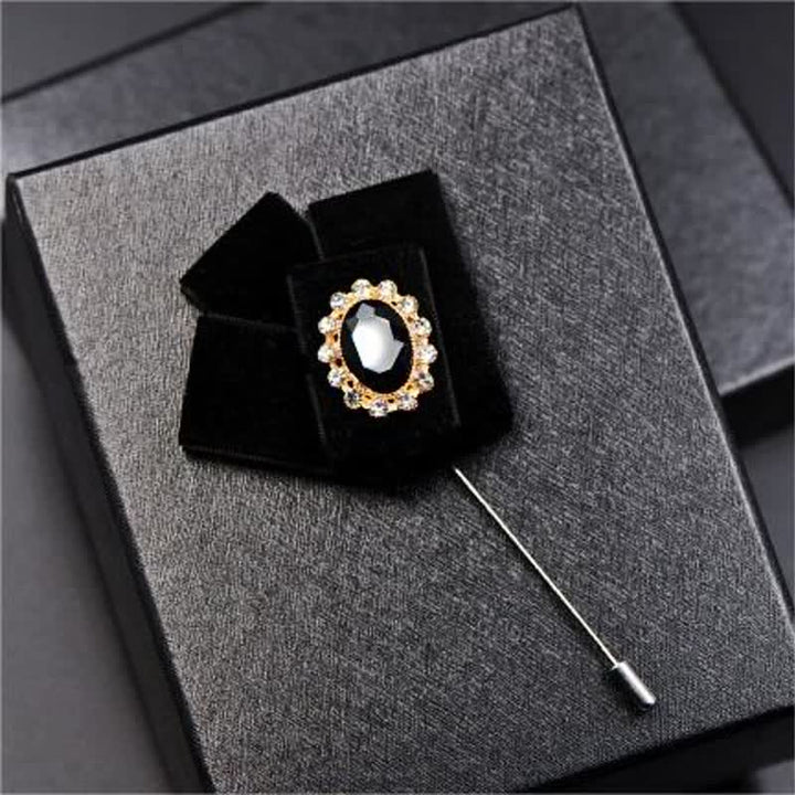 2 pezzi Royal Rhinestone Spilla Velluto Papillon Set - image 9