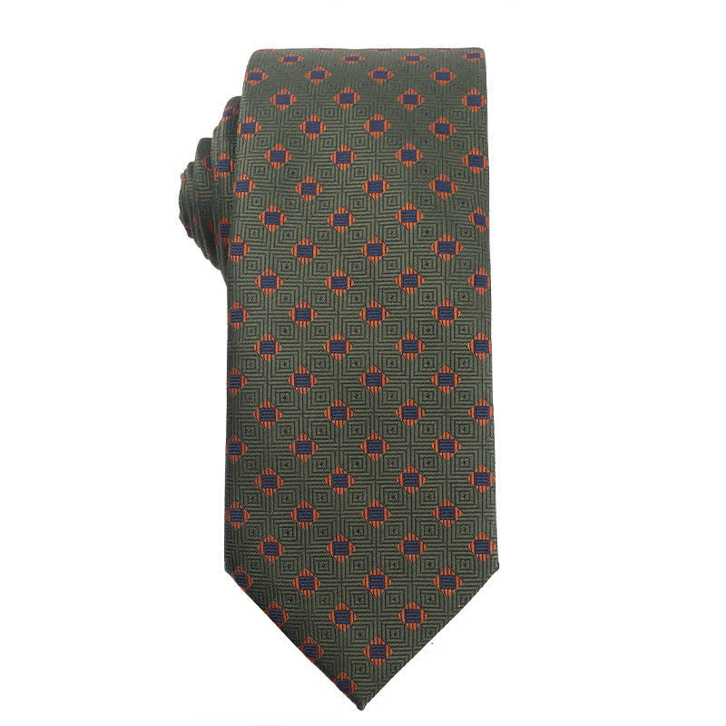 Cravatta da uomo serie verde foresta arancione