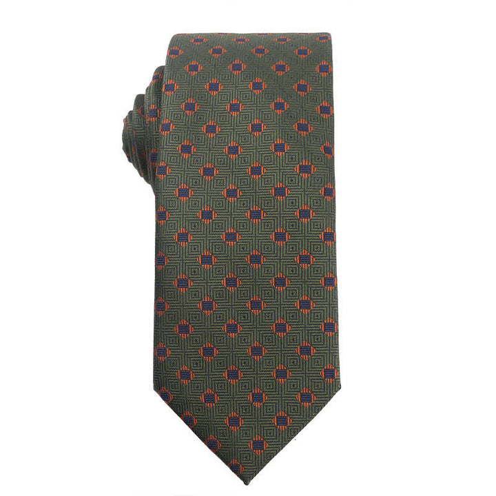Cravatta da uomo serie verde foresta arancione