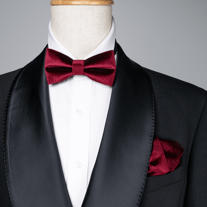 Papillon in velluto color bordeaux da uomo - image 0