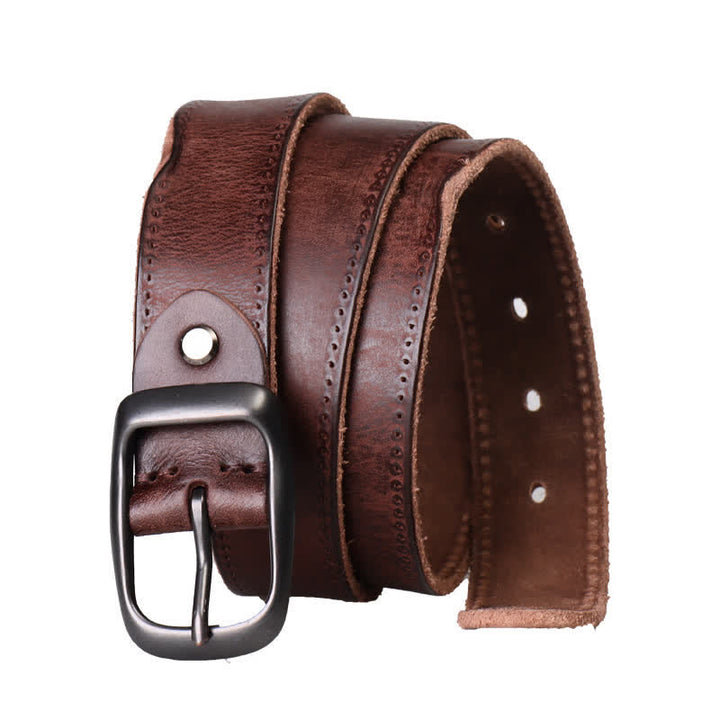 Cintura in pelle stile western invecchiato da uomo