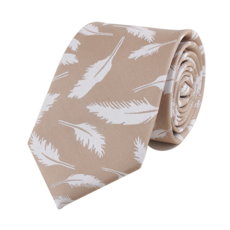 Cravatta da uomo in jacquard con stampa di piume