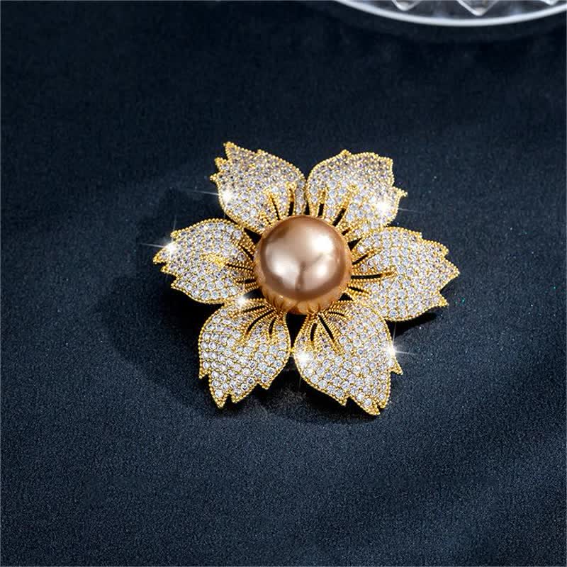 Spilla Bauhinia di lusso con perle brillanti da donna