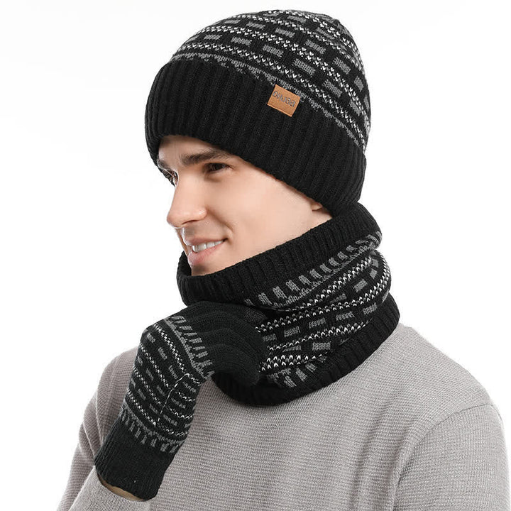 Set di 3 cappelli, sciarpe e guanti a doppio strato in maglia - Nero - Regolabile (22"-23 5/8") - image 10