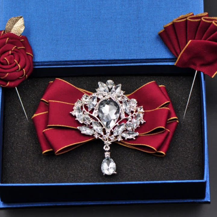 Set di 3 papillon con spilla e strass a righe