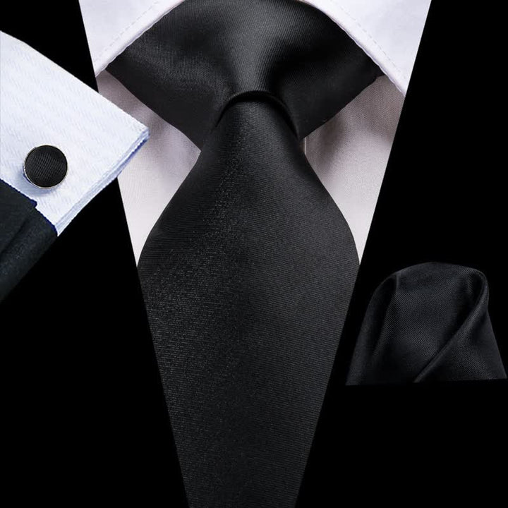 Set di 3 cravatte da uomo nere di colore nobile