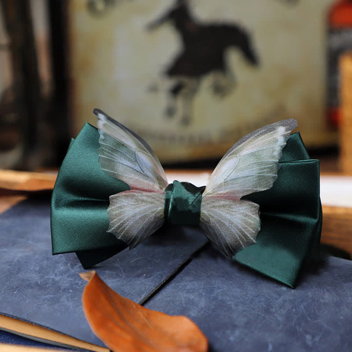 Set da taschino con papillon e fazzoletto da taschino a farfalla in organza vintage da uomo - Verde - Papillon - image 19