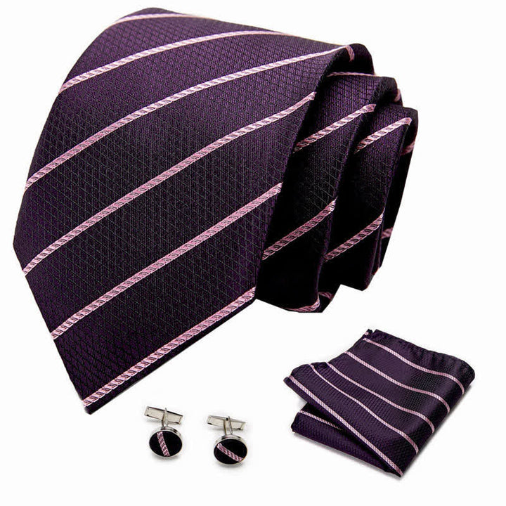 Set di 3 cravatte a righe color magenta scuro alla moda da uomo