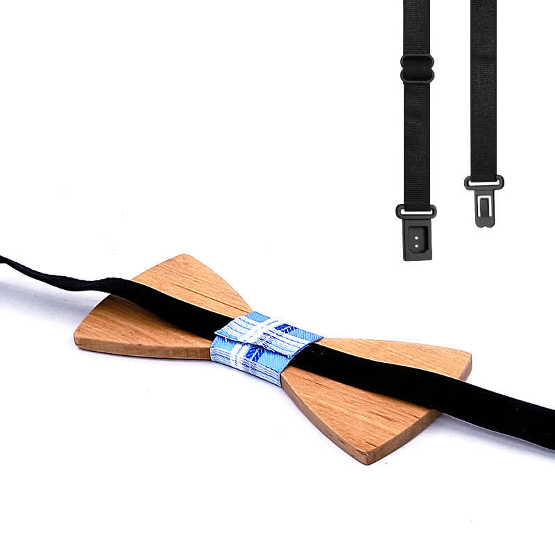 Set di 3 papillon in legno con motivo a foglia da uomo
