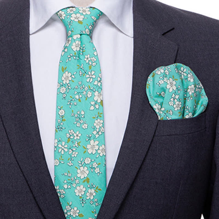 Set di 2 cravatte floreali da uomo con motivo a margherita e rosa
