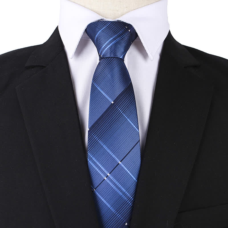 Cravatta da uomo con cerniera blu navy sfumata a quadri