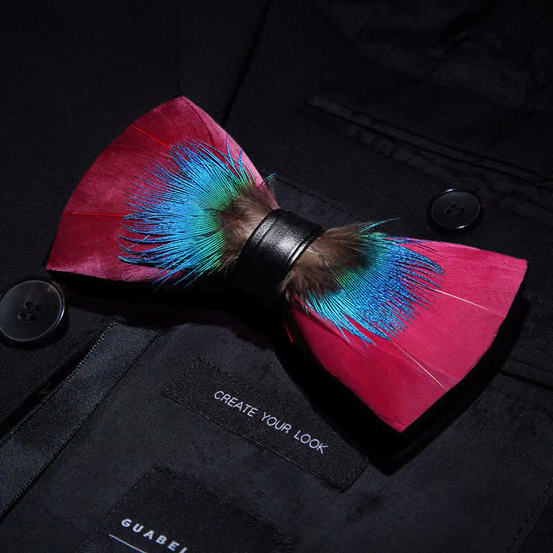 Collezione di cravatte a farfalla con piume fatte a mano dai colori vivaci - image 6