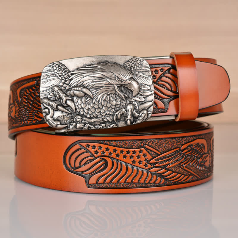 Cintura in pelle con fibbia automatica Mighty Eagle Sharp Claw da uomo - Marrone / Argento - 46 - image 11