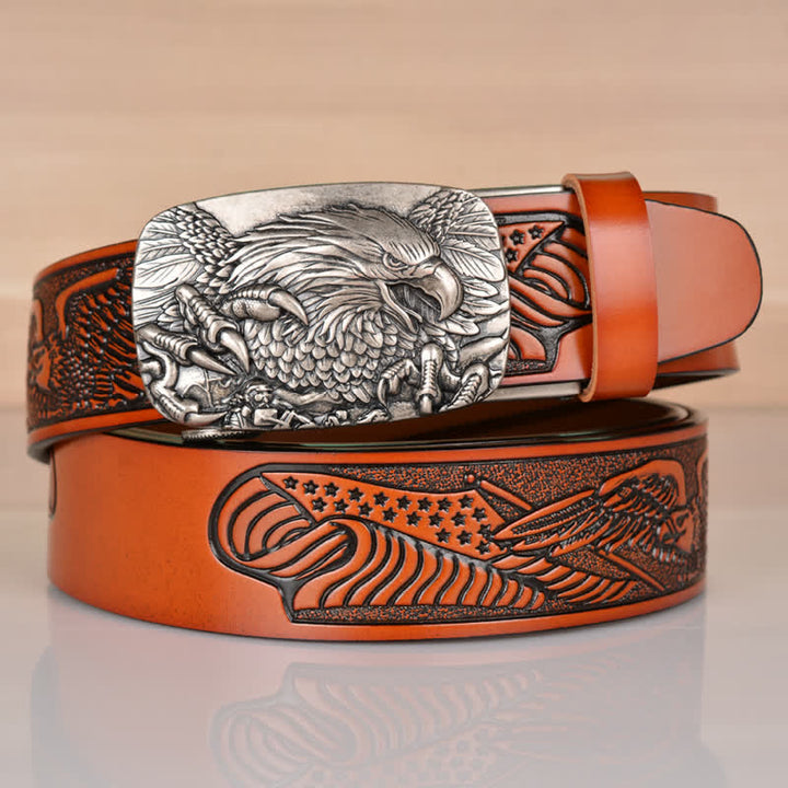 Cintura in pelle con fibbia automatica Mighty Eagle Sharp Claw da uomo - Marrone / Argento - 46 - image 11