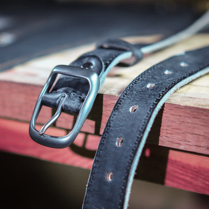Cintura in pelle stile western invecchiato da uomo