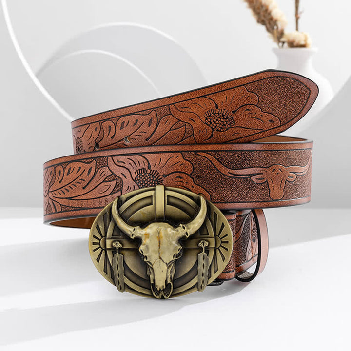 Cintura in pelle Mad Bull incisa da uomo