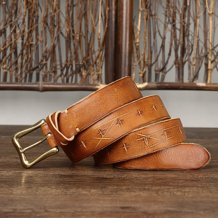 Cintura in pelle vintage da uomo con intaglio crack