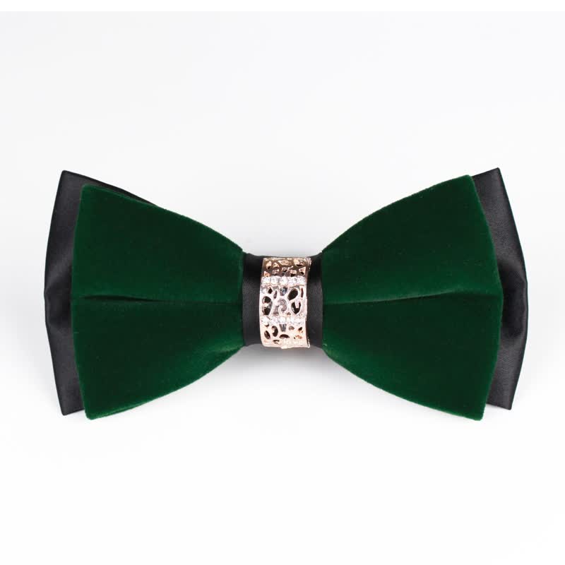 Papillon in velluto patchwork con strass da uomo - Verde - image 9