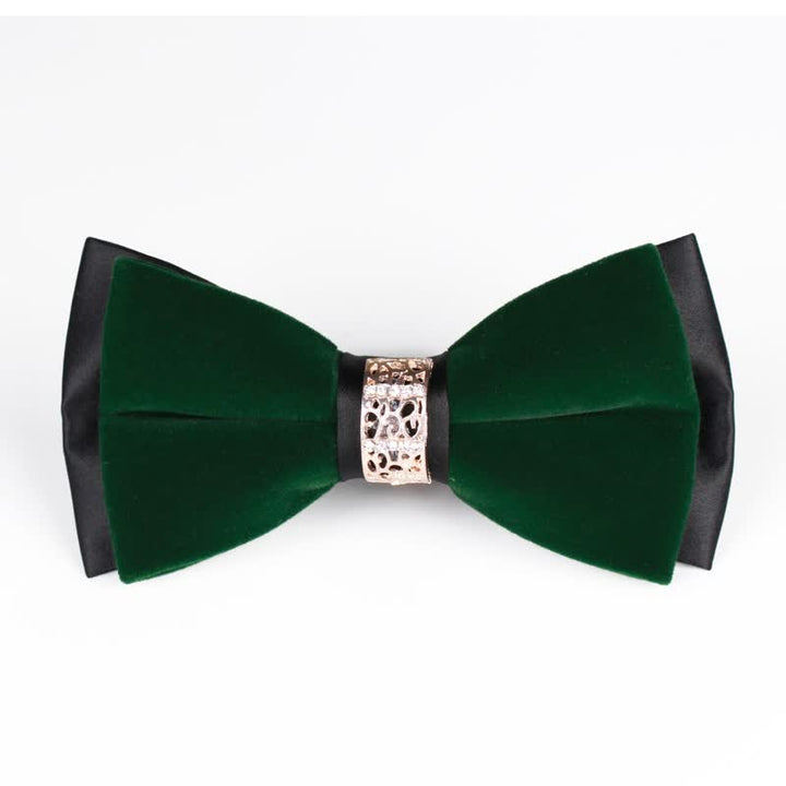 Papillon in velluto patchwork con strass da uomo - Verde - image 9