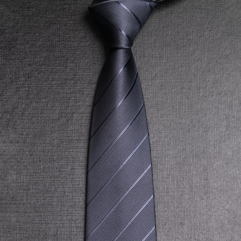 Cravatta da uomo in twill di colore scuro - Grigio scuro - image 1