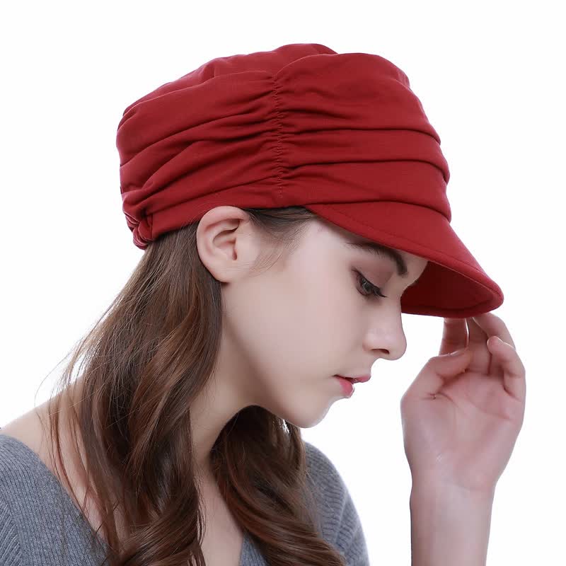 Cappello da baseball plissettato con tesa morbida da donna