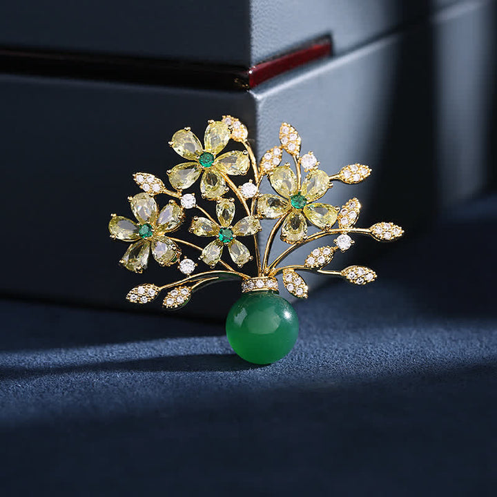 Spilla a forma di vaso con bouquet di fiori da donna - Verde - image 6
