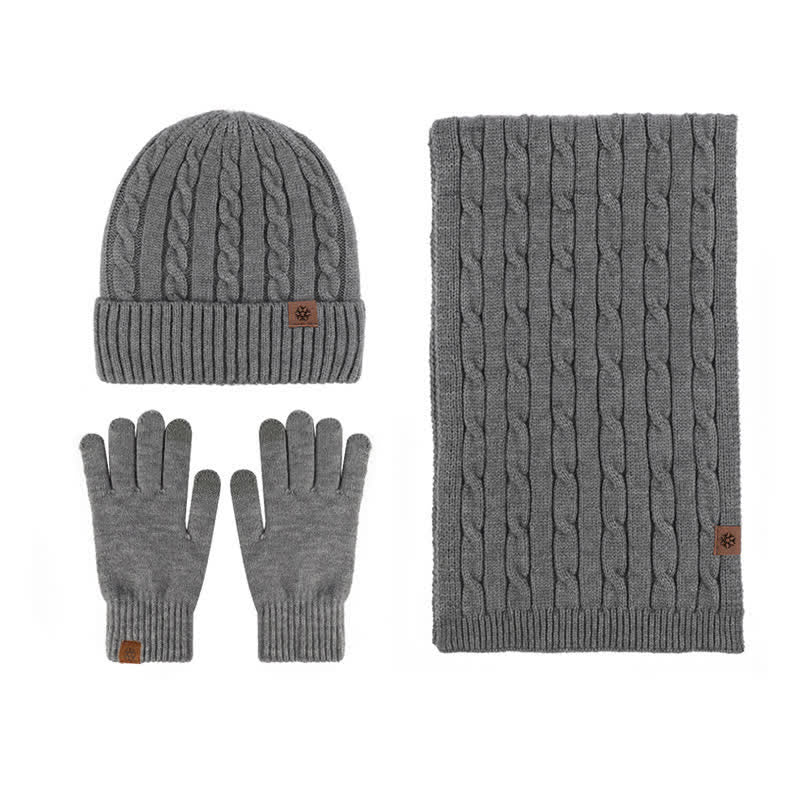 Set di 3 pezzi unisex di caldo cappello sciarpa guanti