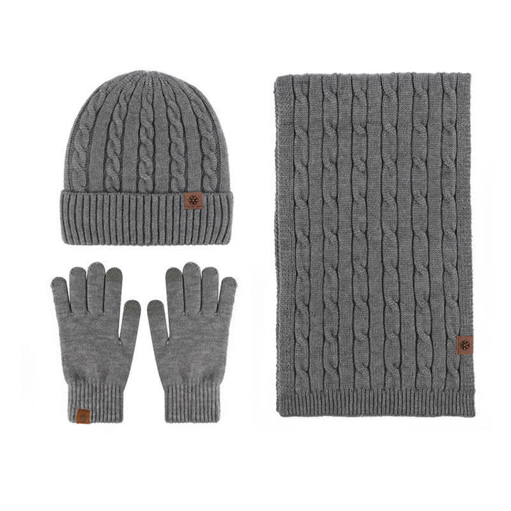 Set di 3 pezzi unisex di caldo cappello sciarpa guanti