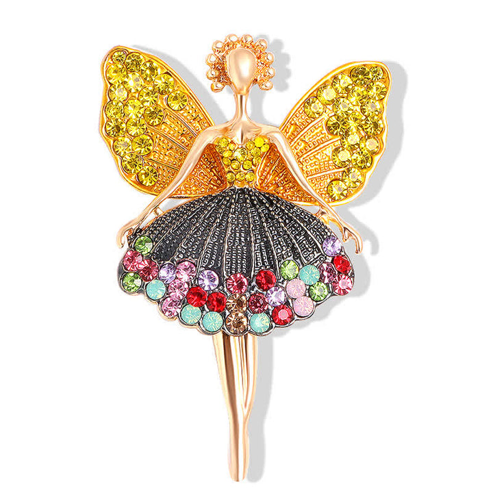 Spilla ballerina da donna con abito scintillante e delicato - Giallo - image 4