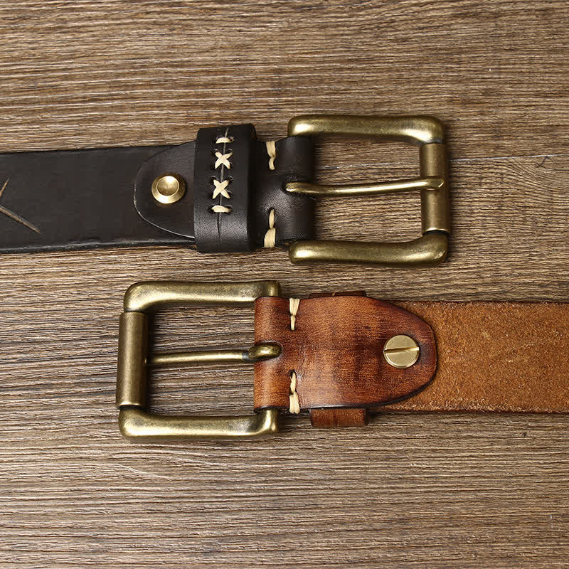 Cintura in pelle con intaglio elaborato vintage da uomo