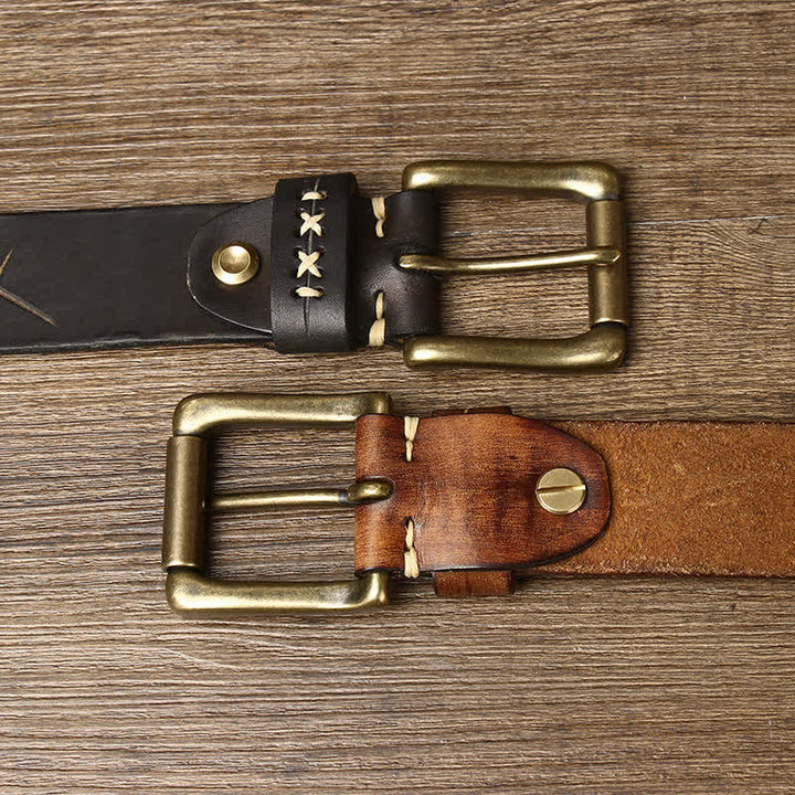 Cintura in pelle con intaglio elaborato vintage da uomo