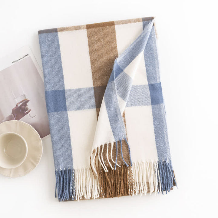 Sciarpa in cashmere imitazione a quadri di classe da donna