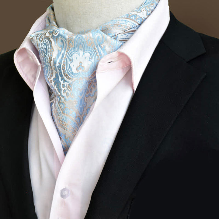 Cravatta Paisley Ascot floreale da uomo SkyBlue Leisure Prom - Blu cielo - image 0
