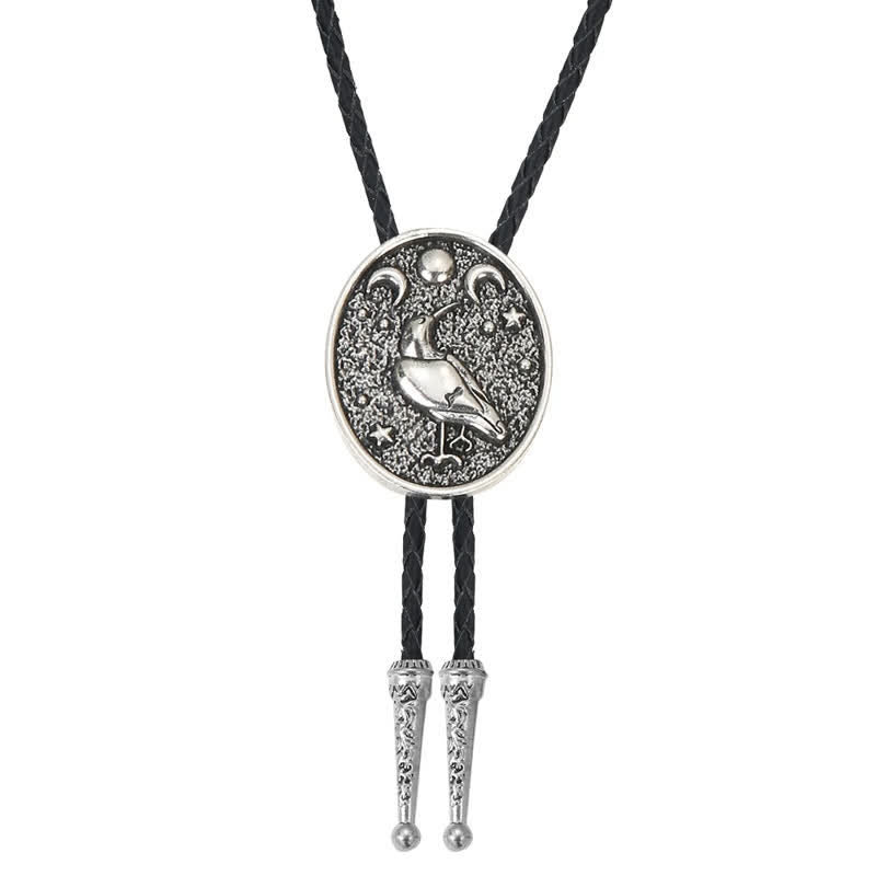 Semplice cravatta Bolo con stelle, luna e uccello alla moda - Argento antico - image 5