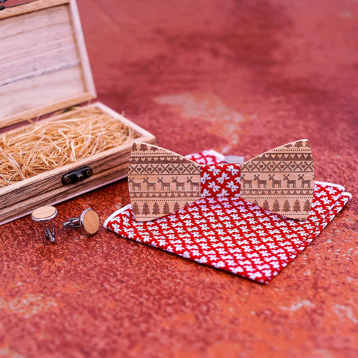 Set di 3 papillon in legno con motivo natalizio da uomo - image 1