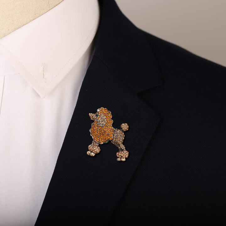 Spilla da donna a forma di barboncino con strass