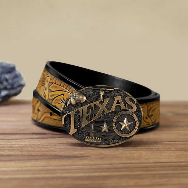 Cintura in pelle con fibbia Texas State Heritage Attitude fai da te da uomo
