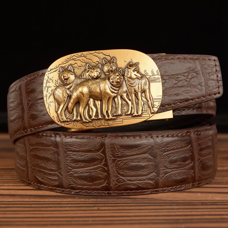 Cintura in pelle con motivo coccodrillo Pack Of Wolves da uomo